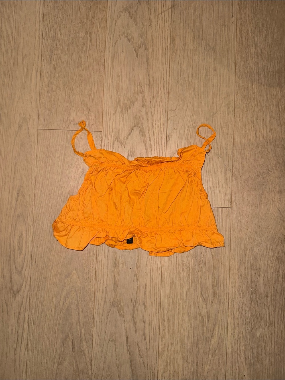 H&M Bright Orange Ruffle Bandeau Crop Top